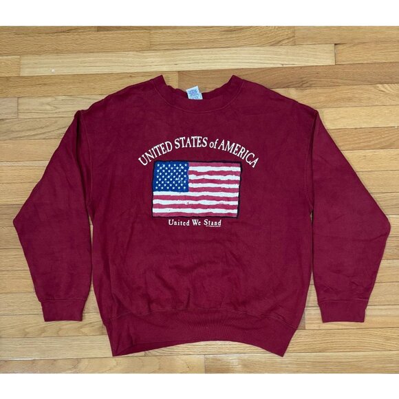 Lot of 2 Vintage Sweatshirts Size L – USA Flag & Hunter Cartoon – Made in USA - Picture 2 of 16